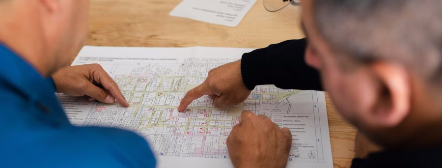 engineers investigating plan